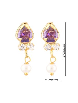 purple crystal studs earring - 17937860 - Standard Image - 3
