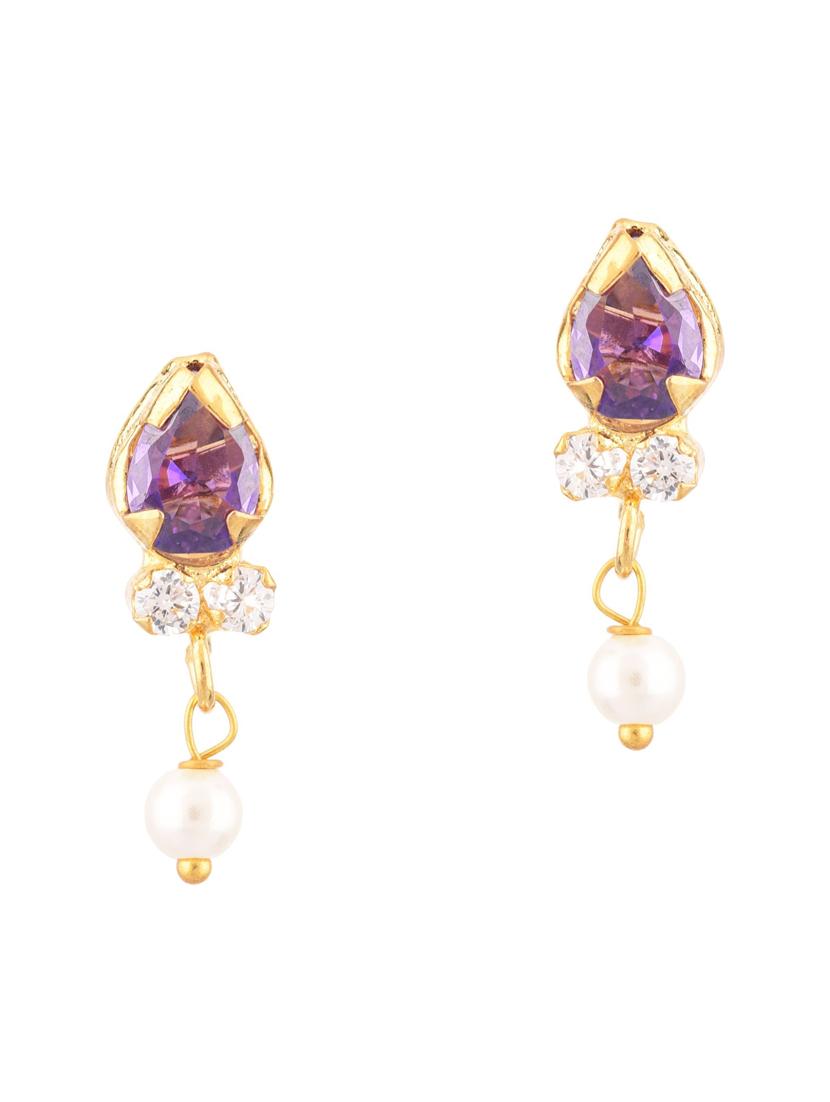 purple crystal studs earring - 17937860 - Zoom Image - 1
