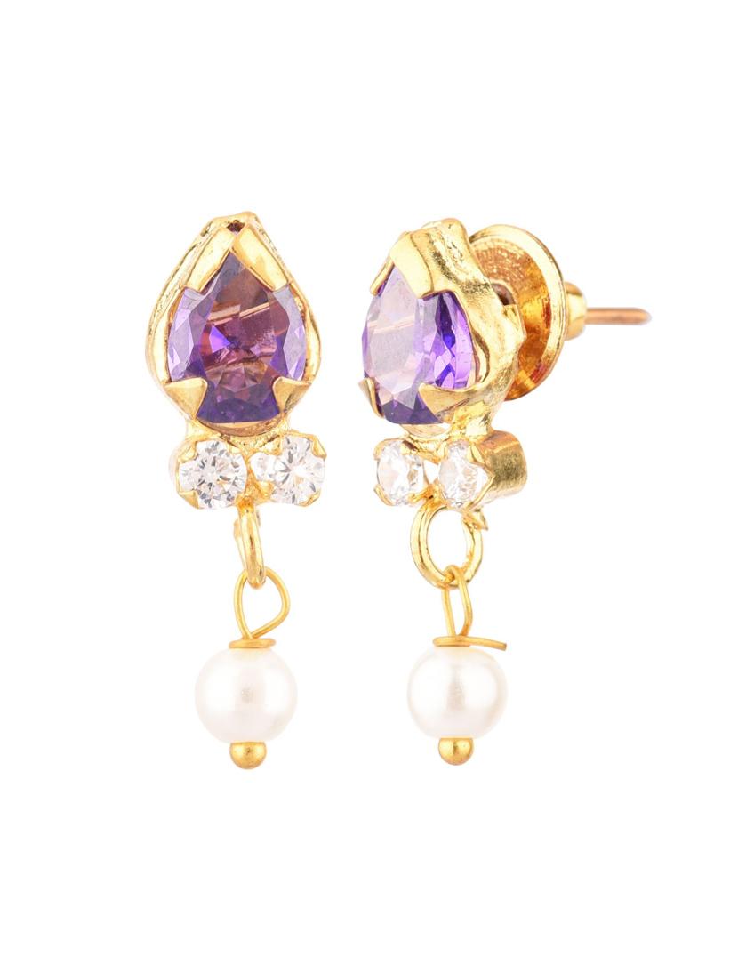 purple crystal studs earring - 17937860 - Zoom Image - 2