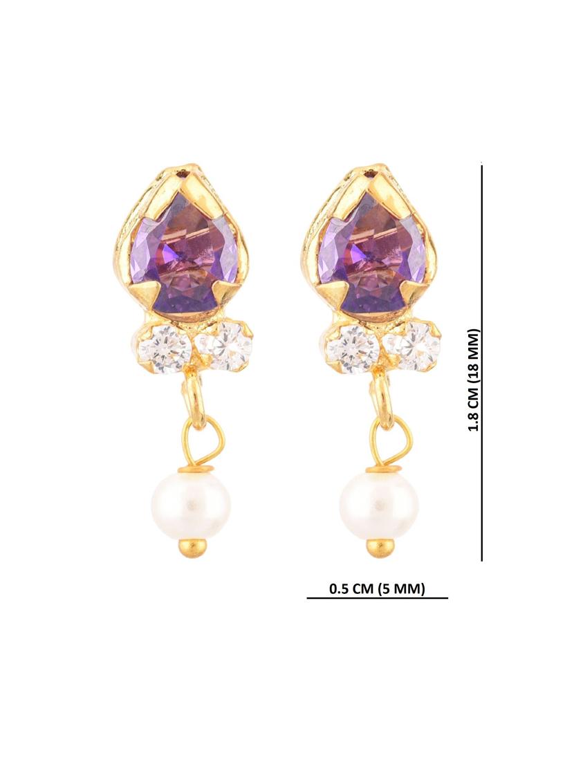 purple crystal studs earring - 17937860 - Zoom Image - 3