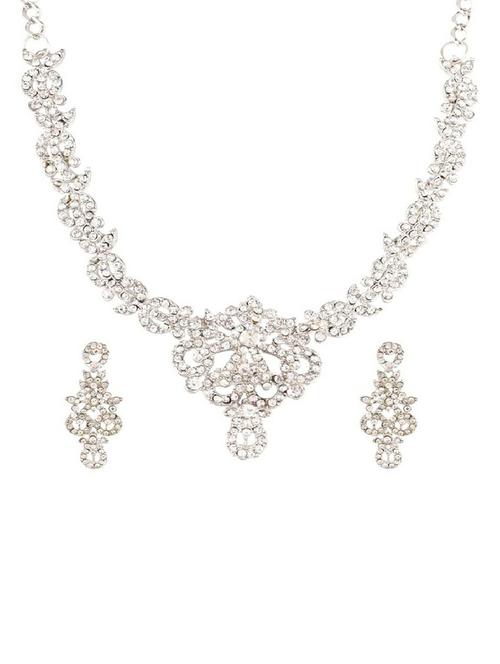 silver austrian stone crystal choker necklace earring set - 17937866 - Standard Image - 1
