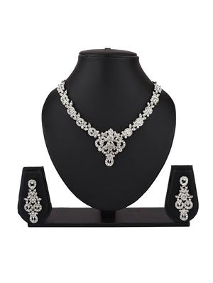 silver austrian stone crystal choker necklace earring set - 17937866 - Standard Image - 5