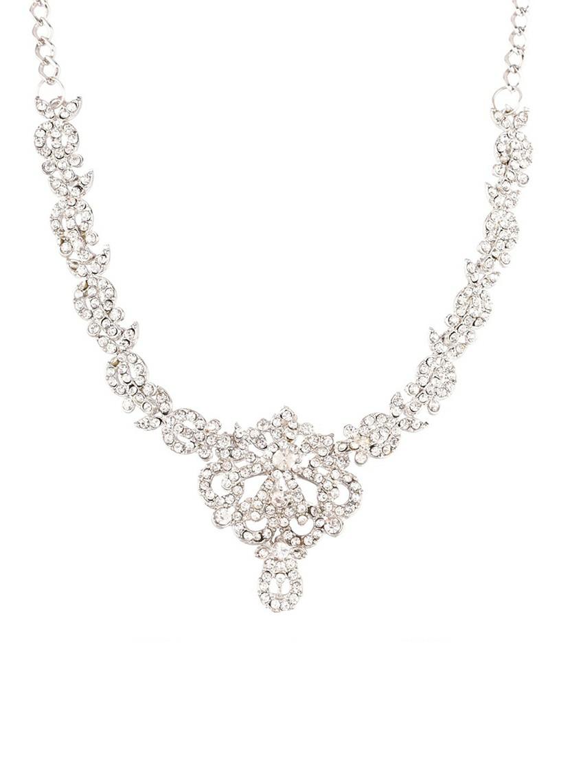 silver austrian stone crystal choker necklace earring set - 17937866 - Zoom Image - 2