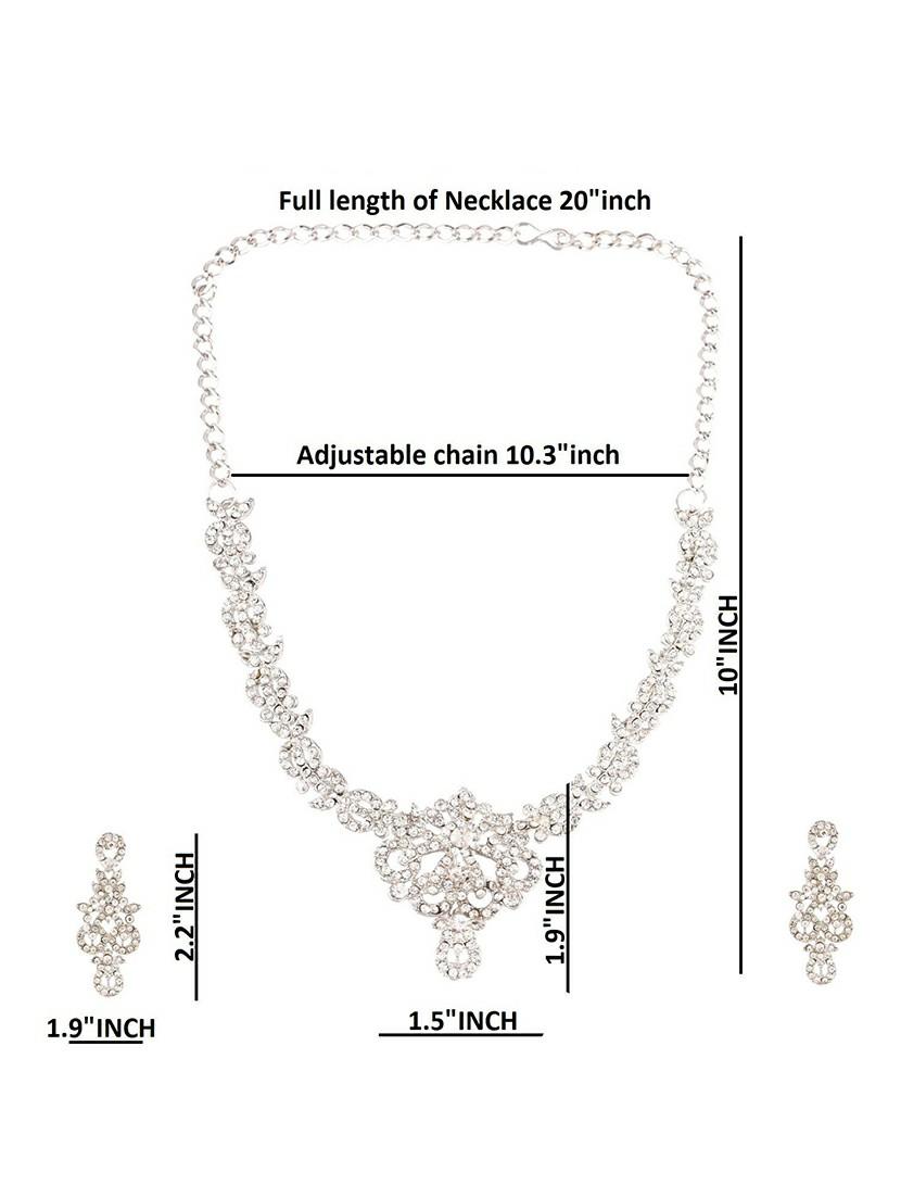 silver austrian stone crystal choker necklace earring set - 17937866 - Zoom Image - 4