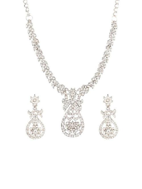 silver austrian stone crystal choker necklace earring set - 17937868 - Very Small Image - 1