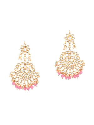 pink traditional kundan maang tikka earrings set - 17937887 - Standard Image - 3