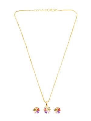 multi colored ethnic floral pendant chain necklace earrings set - 17937898 - Standard Image - 2