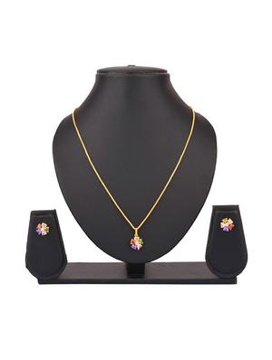 multi colored ethnic floral pendant chain necklace earrings set - 17937898 - Standard Image - 5
