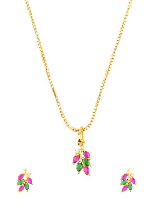 multi colored floral pendant chain necklace earrings set - 17937903 - Standard Image - 1