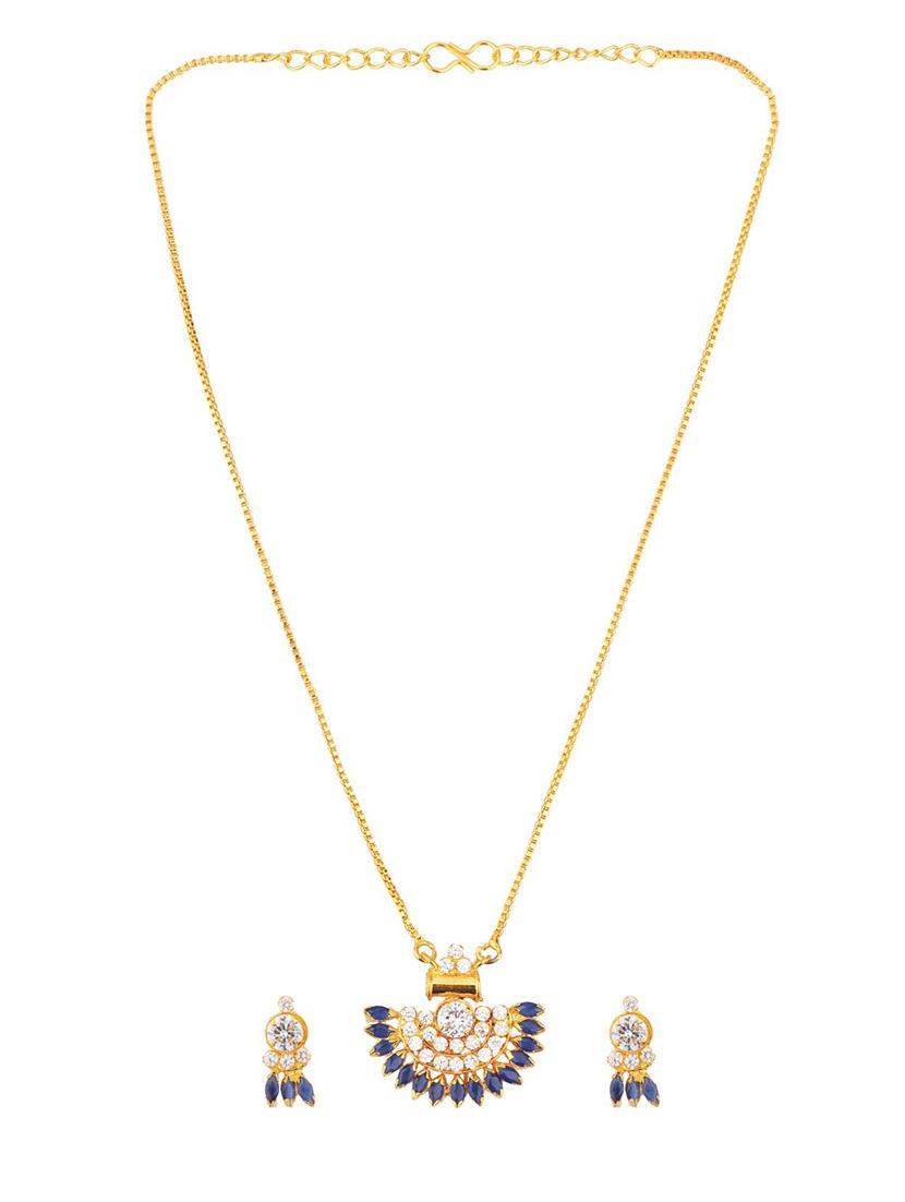 blue pendant chain necklace earrings set - 17937915 - Zoom Image - 1