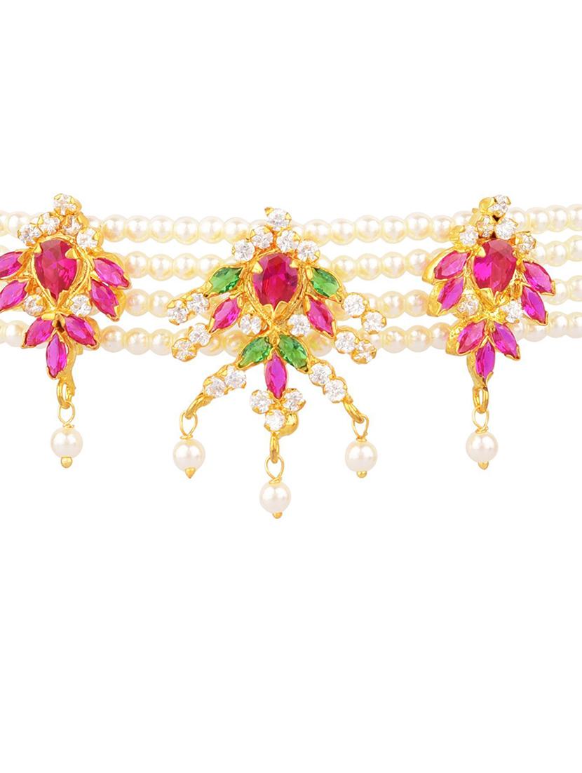 multi colored cubic zirconia beads choker necklace earrings set - 17937921 - Zoom Image - 2