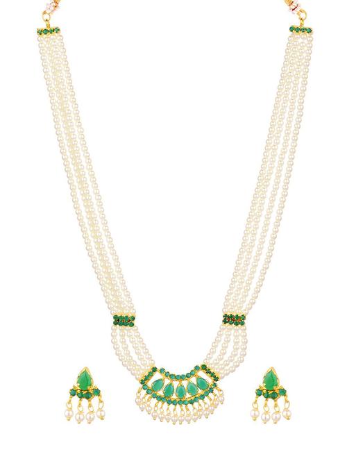 green cubic zirconia beads necklace earrings set - 17937930 - Standard Image - 1