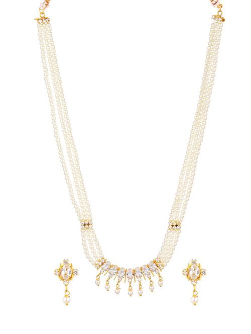 white cubic zirconia beads necklace earrings set - 17937932 - Standard Image - 1