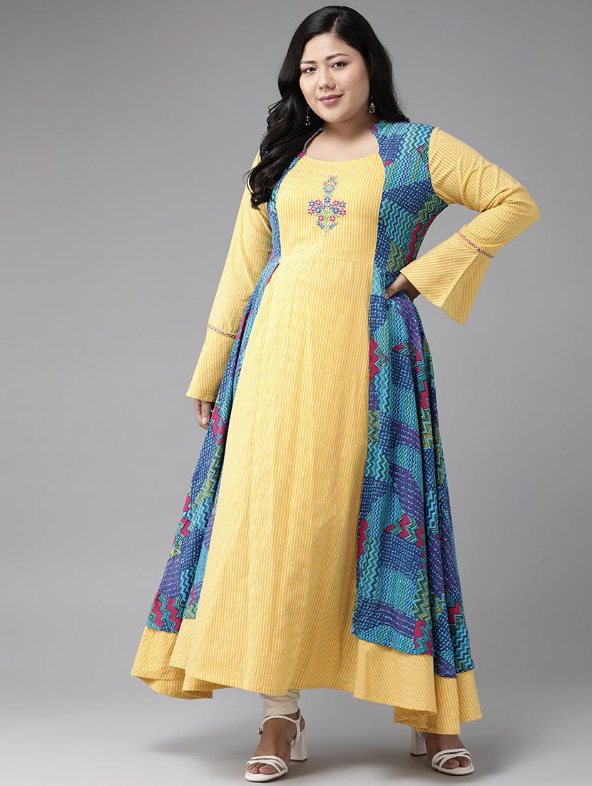 striped layered kurta - 17937945 - Zoom Image - 1