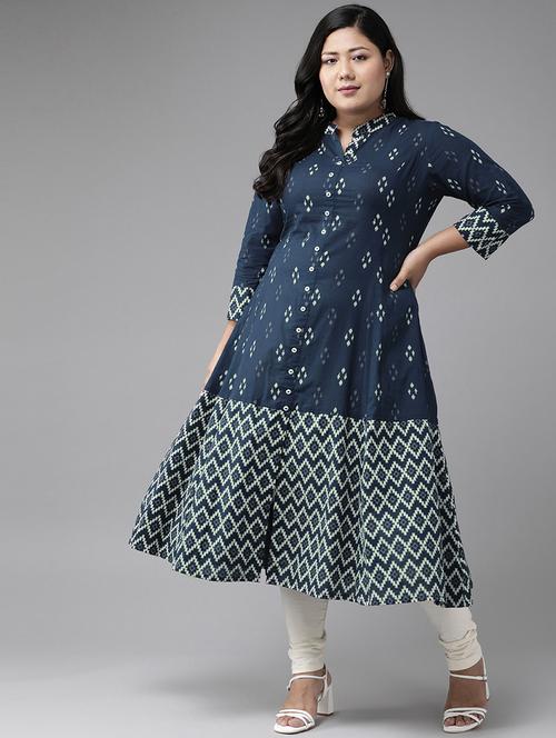 ikat a-line kurta - 17937951 - Standard Image - 1