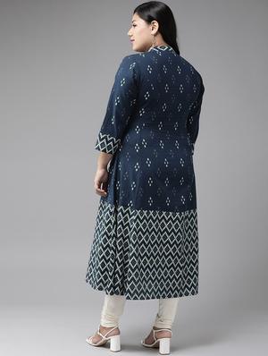 ikat a-line kurta - 17937951 - Standard Image - 3