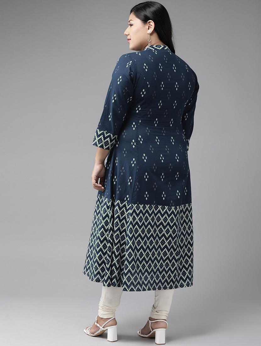 ikat a-line kurta - 17937951 - Zoom Image - 3