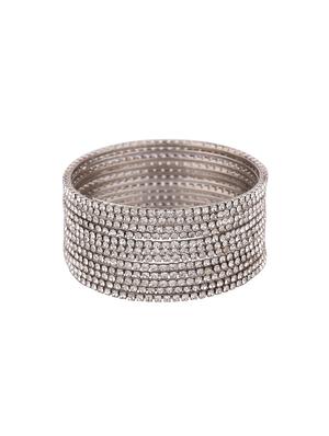 white cubic zirconia crystal bangle set (12 pieces) - 17947630 - Standard Image - 2
