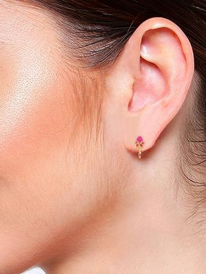 pink crystal drop stud earrings - 17947695 - Standard Image - 3