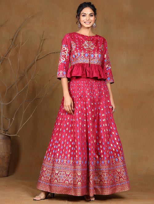 purple poly crepe flared lehenga - 17948034 - Standard Image - 1