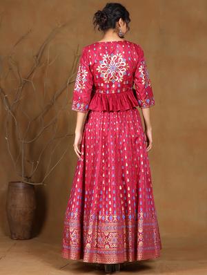 purple poly crepe flared lehenga - 17948034 - Standard Image - 3