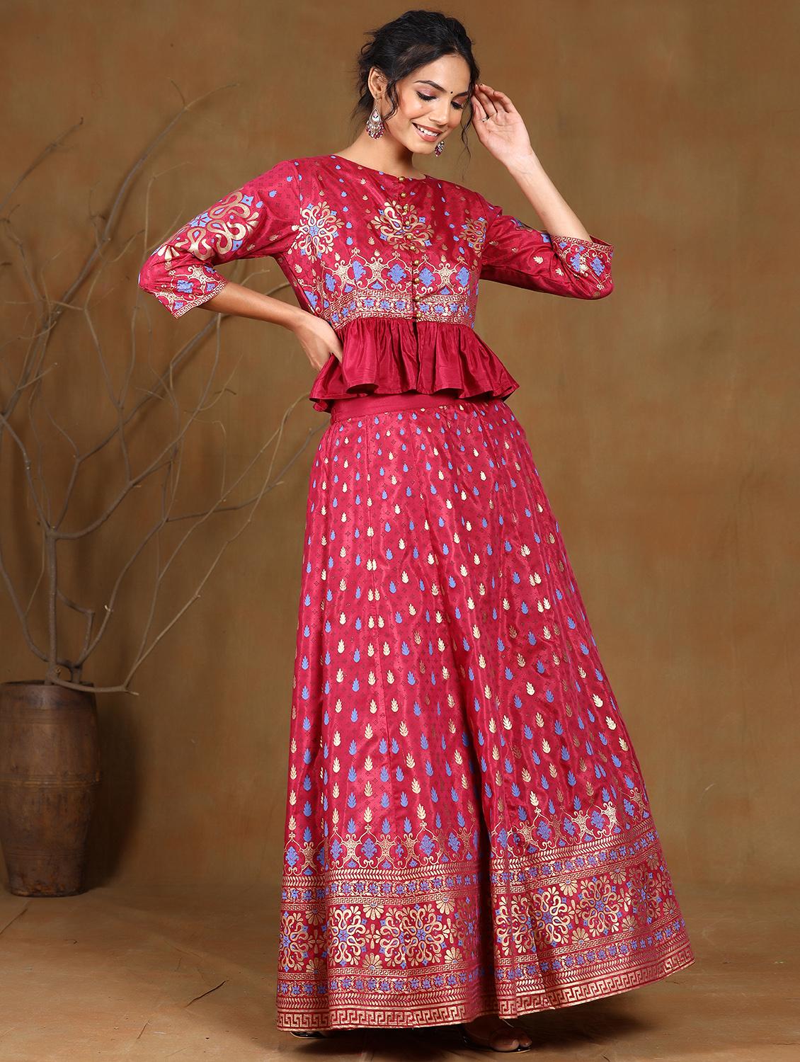 purple poly crepe flared lehenga - 17948034 - Zoom Image - 2