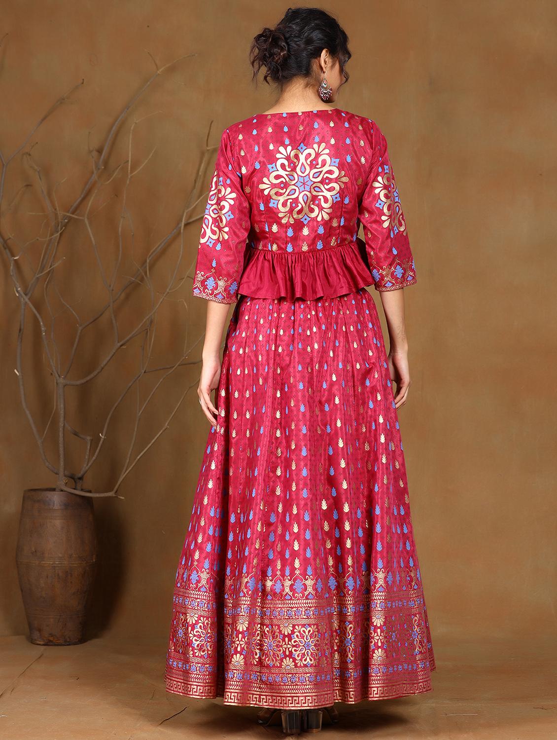 purple poly crepe flared lehenga - 17948034 - Zoom Image - 3