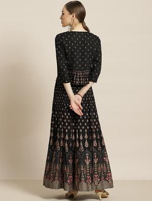 black rayon flared lehenga - 17948037 - Standard Image - 3