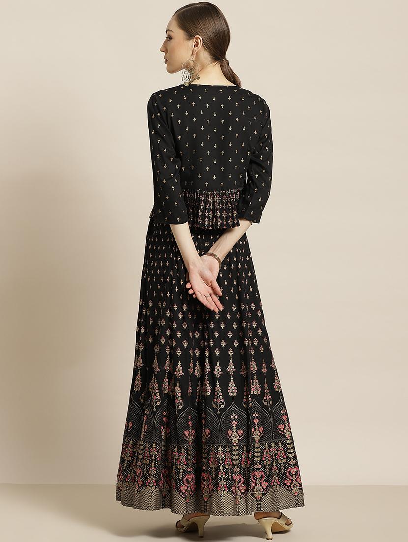 black rayon flared lehenga - 17948037 - Zoom Image - 3