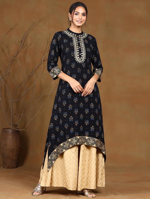 embroidered asymmetric kurta - 17948110 - Very Small Image - 1
