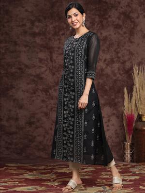printed a-line kurta - 17948118 - Standard Image - 2