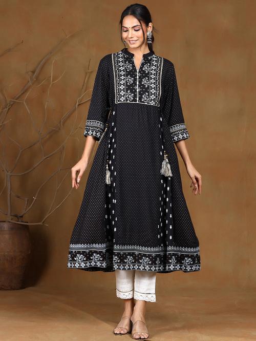printed a-line kurta - 17948122 - Standard Image - 1