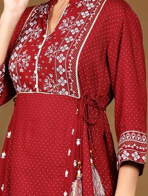maroon a-line kurta - 17948124 - Standard Image - 4