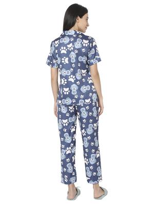 shirt collar printed nightwear pajama set - 17948268 - Standard Image - 3
