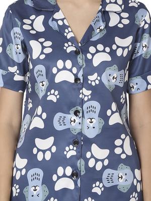 shirt collar printed nightwear pajama set - 17948268 - Standard Image - 4