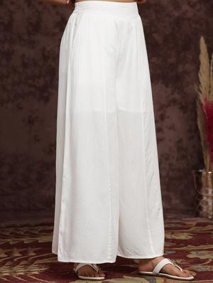 white rayon flared palazzo - 17948295 - Standard Image - 2