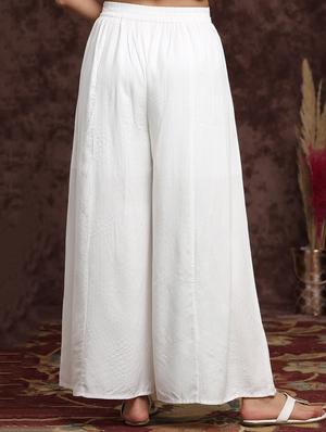 white rayon flared palazzo - 17948295 - Standard Image - 4