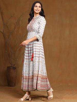 printed flared ethnic dress - 17948328 - Standard Image - 4