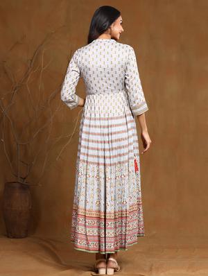 printed flared ethnic dress - 17948328 - Standard Image - 5