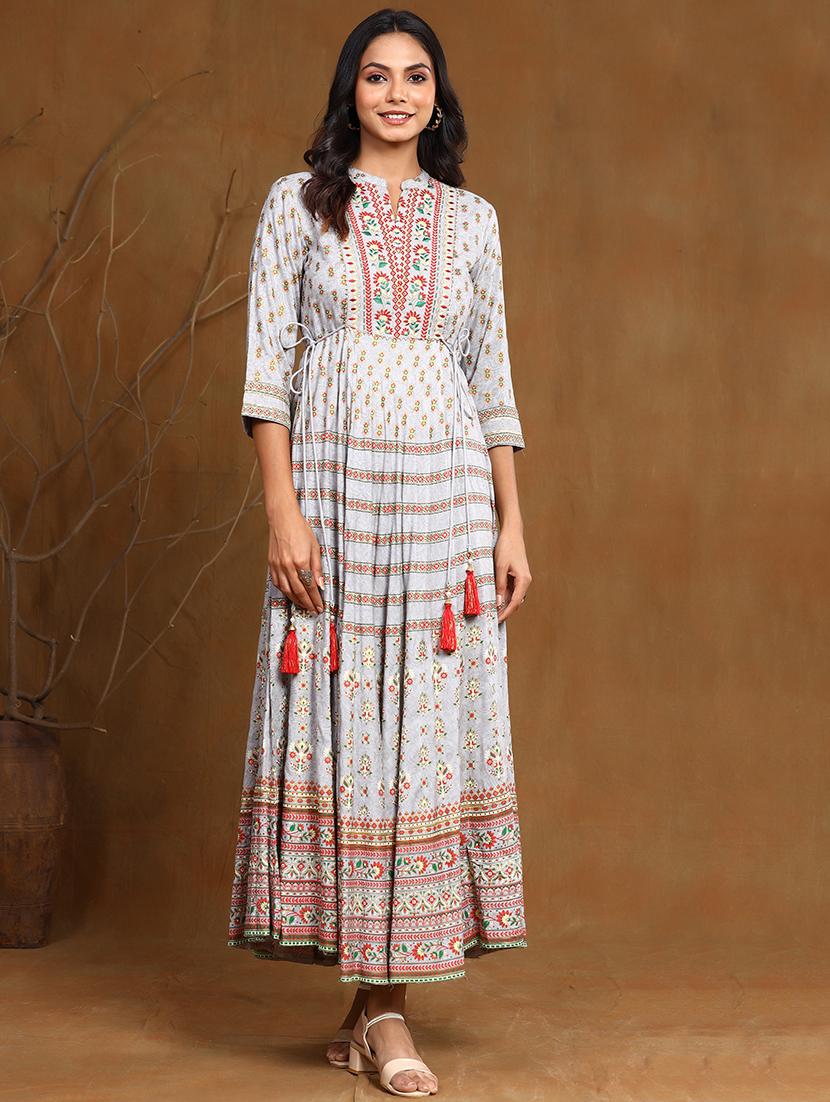 printed flared ethnic dress - 17948328 - Zoom Image - 1