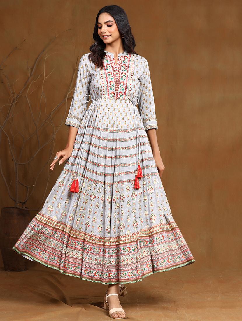 printed flared ethnic dress - 17948328 - Zoom Image - 2