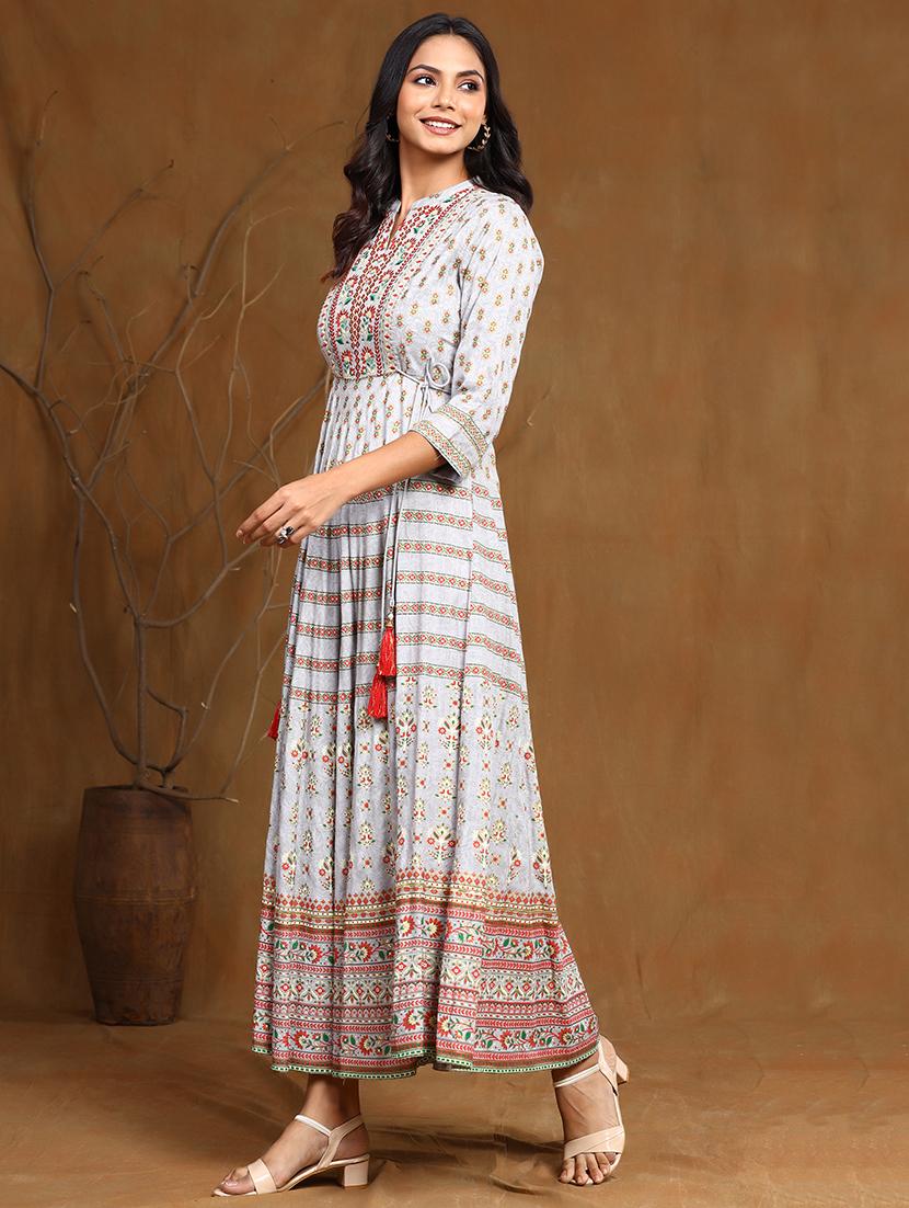 printed flared ethnic dress - 17948328 - Zoom Image - 4