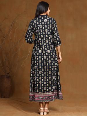 printed flared ethnic dress - 17948330 - Standard Image - 3
