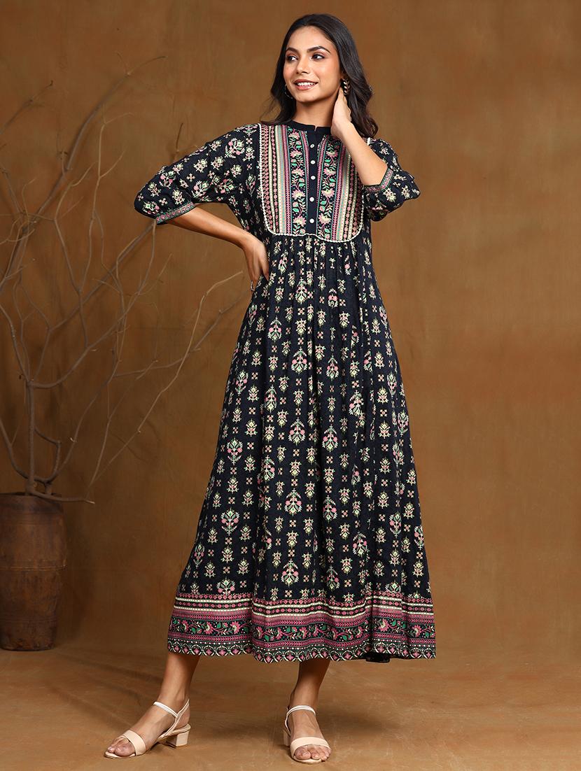 printed flared ethnic dress - 17948330 - Zoom Image - 1