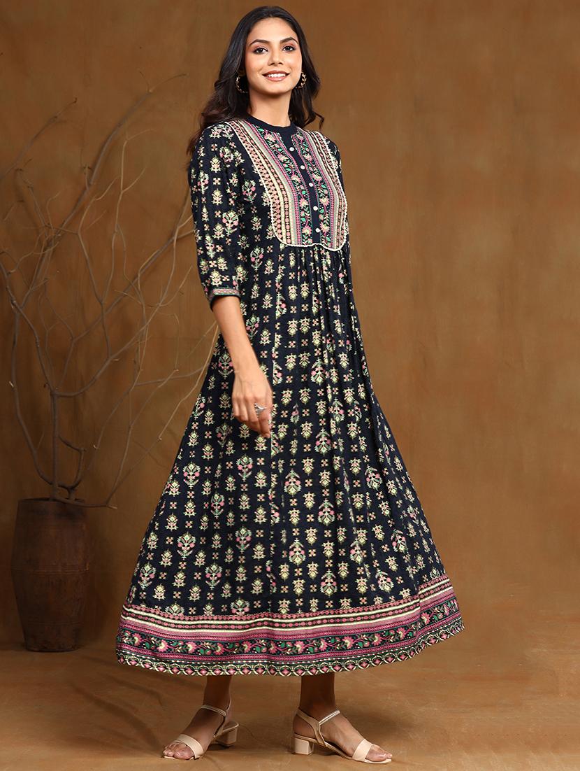 printed flared ethnic dress - 17948330 - Zoom Image - 2