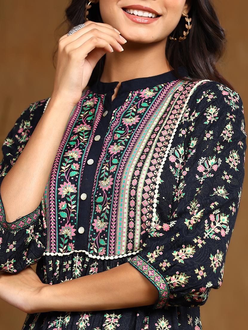 printed flared ethnic dress - 17948330 - Zoom Image - 5