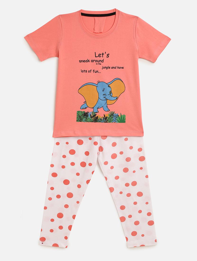 round neck printed nightwear pajama set - 17948387 - Zoom Image - 1