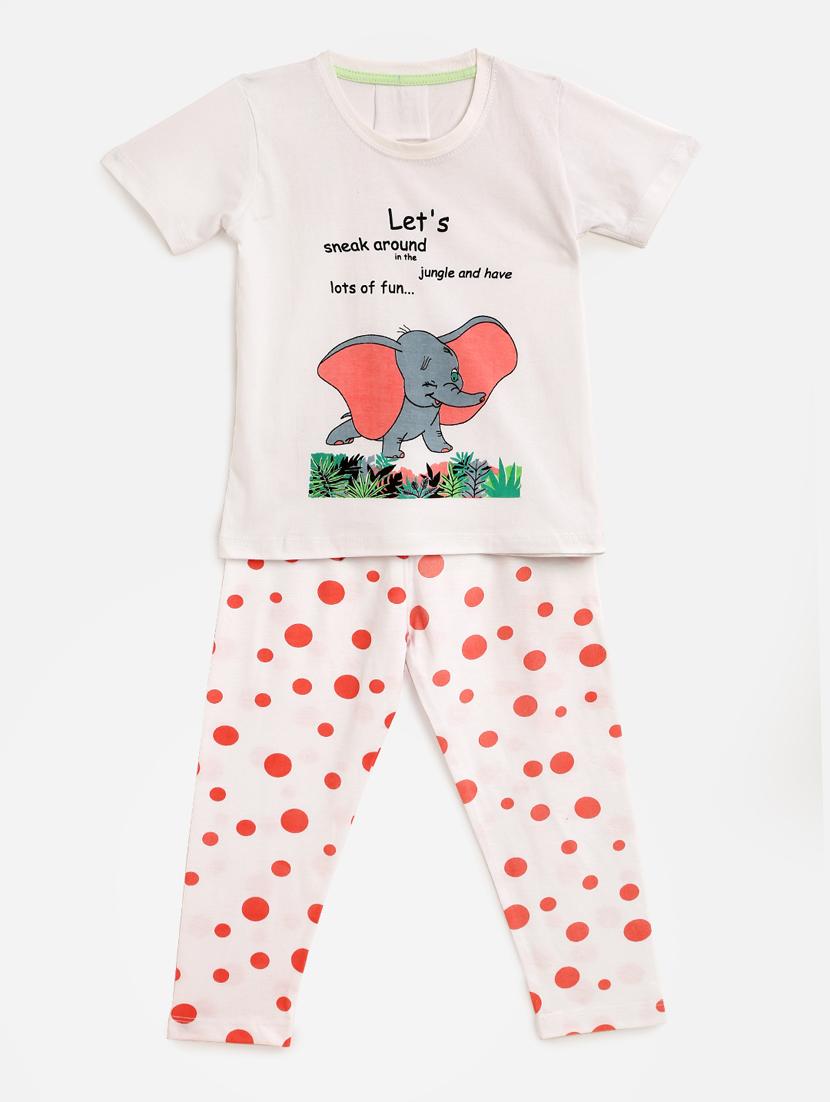 round neck printed nightwear pajama set - 17948388 - Zoom Image - 1