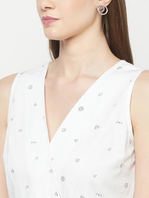 v-neck printed a-line dress - 17948487 - Standard Image - 5