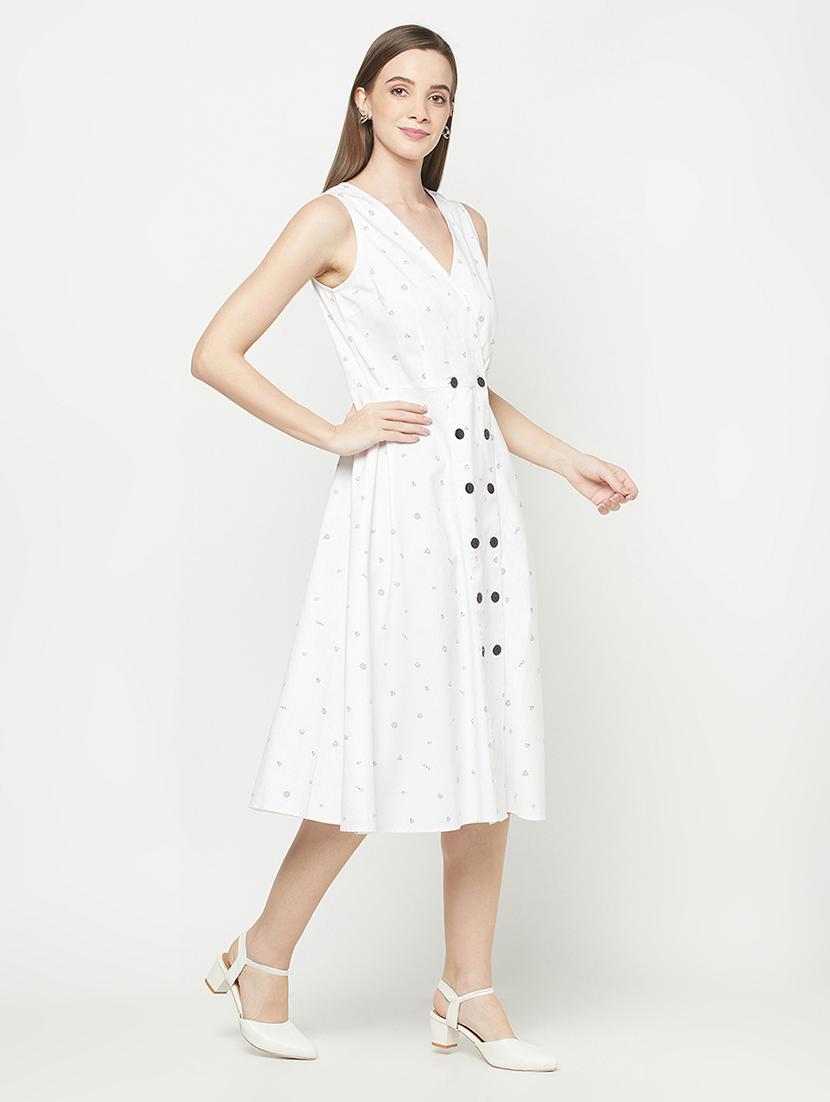 v-neck printed a-line dress - 17948487 - Zoom Image - 2